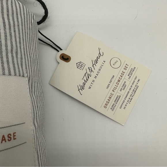 Hearth & Hand with Magnolia Organic Microstripe sour Cream King Pillowcase set - Picture 10 of 10